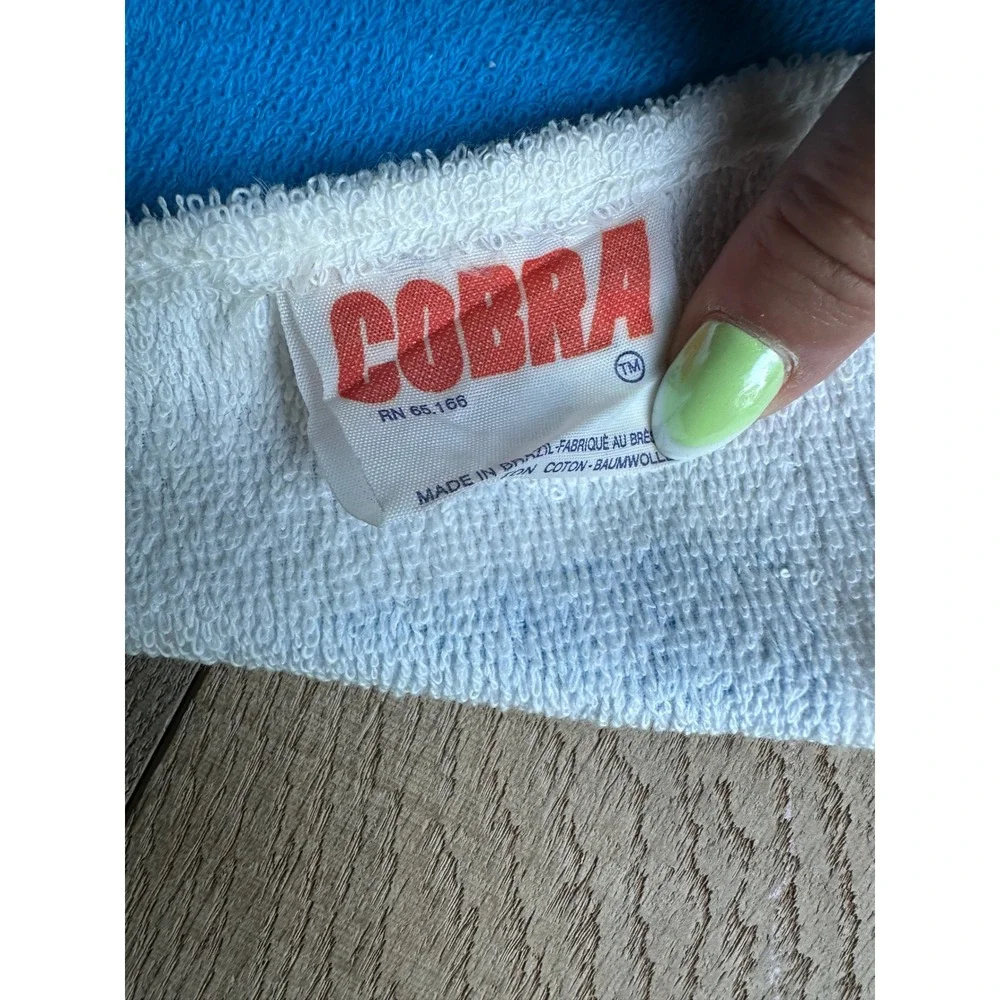 Vintage 80s Cobra Beach Blanket Towel Windsurfing Sailboat Tropical 55x72 Cotton